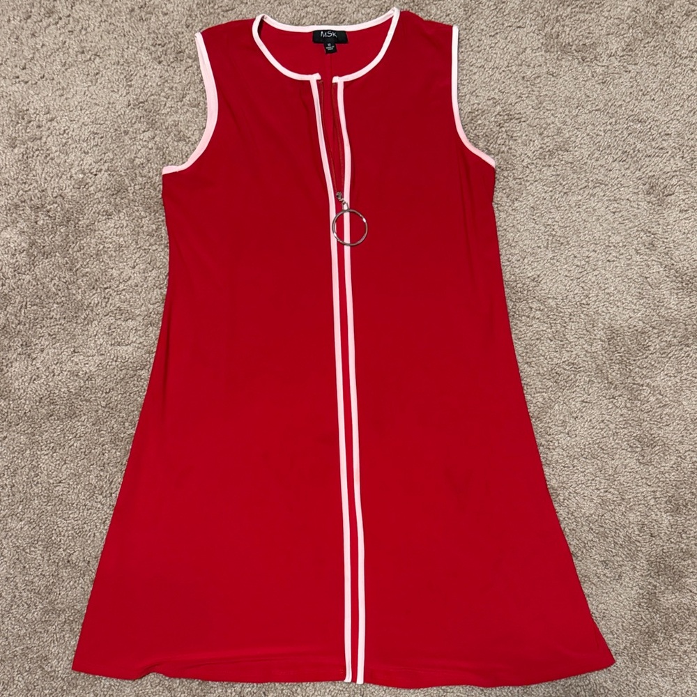 MSK Vibrant Red Dress with White Trim
